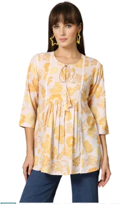 Lace Border Kasmiri Tunic Top Short Kurti