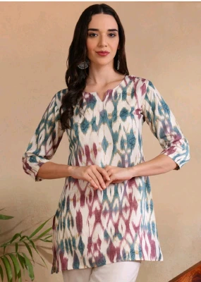 Women Geometric Print Cotton Rayon Straight Kurta